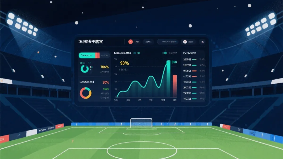 世界杯比赛日的临场数据面板与赔率曲线概念图